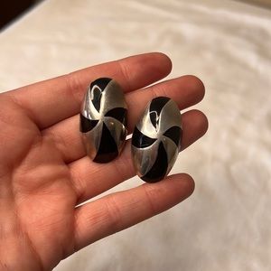 Vintage Sterling Silver Enamel Post Earrings